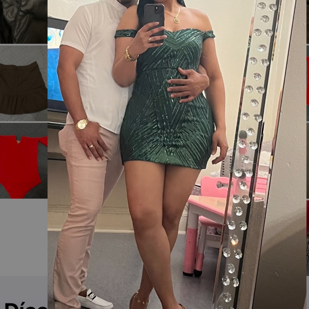 Green Off-Shoulder Mini Dress